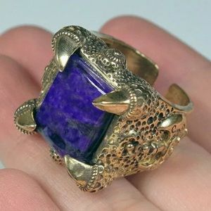 12x15mm Purple Charoite Alloy Sz 8.5 Ring Enhanced